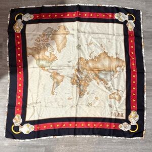 New with Tags Alviero Martini Map Print Silk Scarf